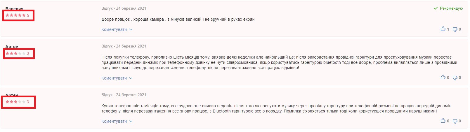 Можливість поставити оцінку у відгуках підвищує залучення користувачів і покращує поведінкові чинники