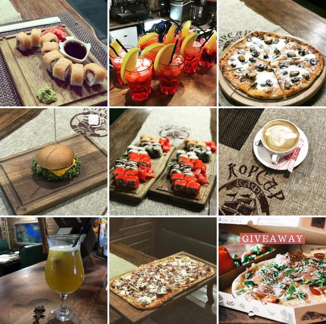 Пример публикаций фотоконтента от Корсар бар