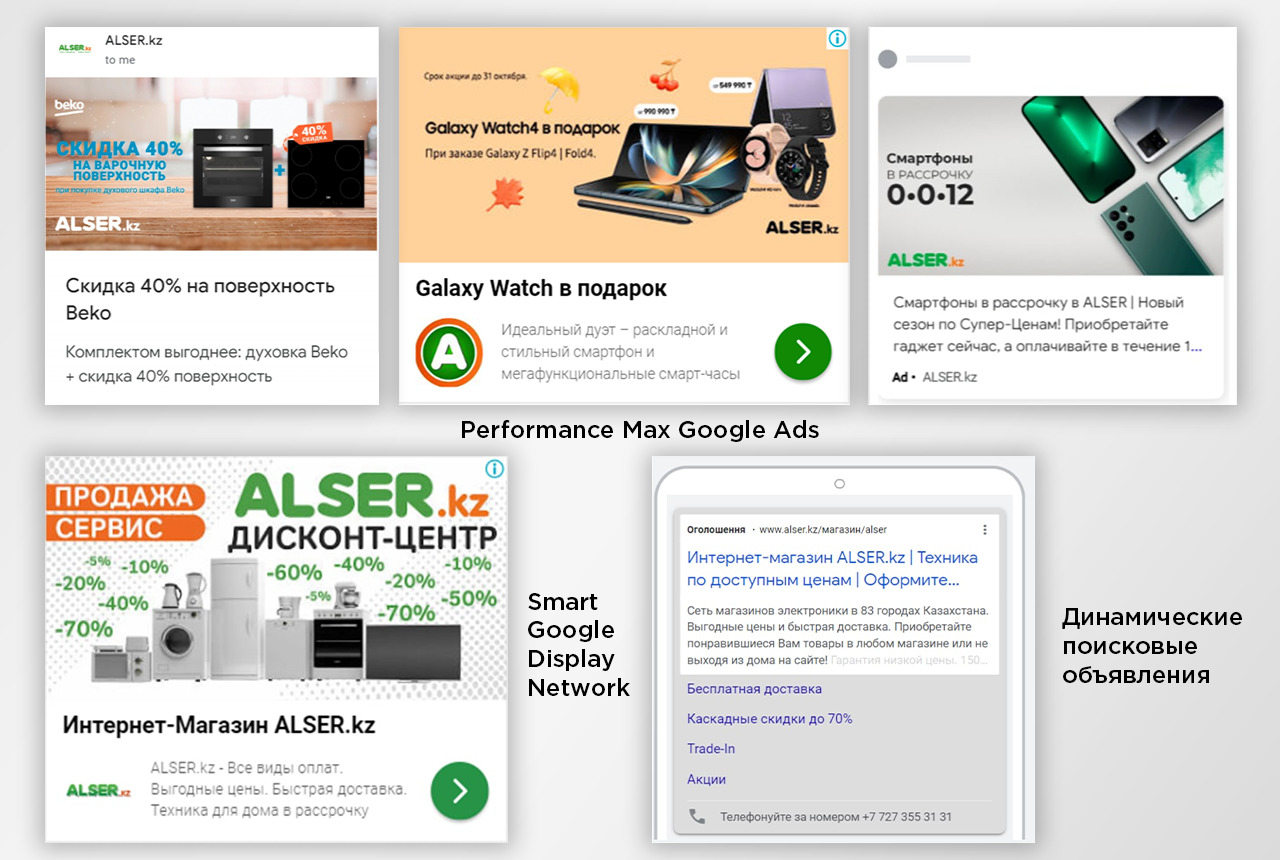 Примеры креативов при настройке контекстной рекламы для АЛСЕР