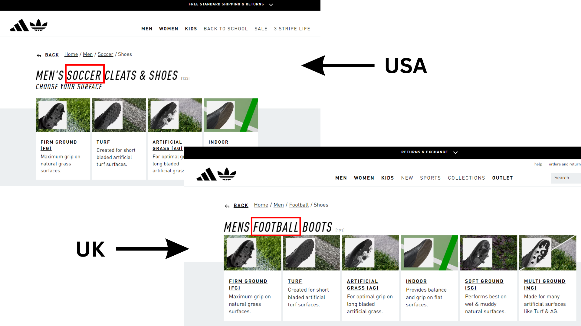 Скріншоти сайту Adidas