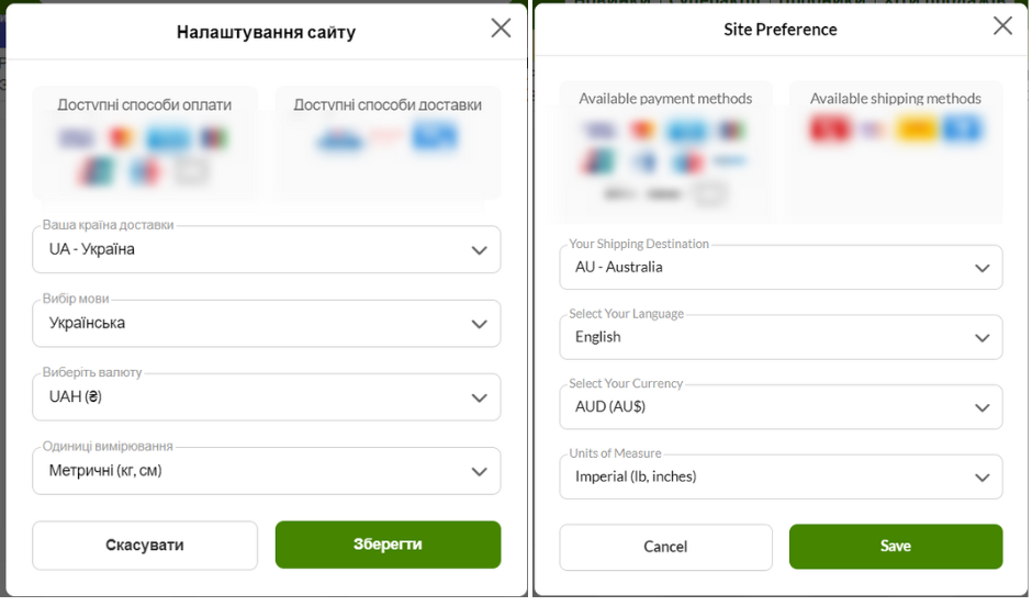 персональне налаштування параметрів сайту