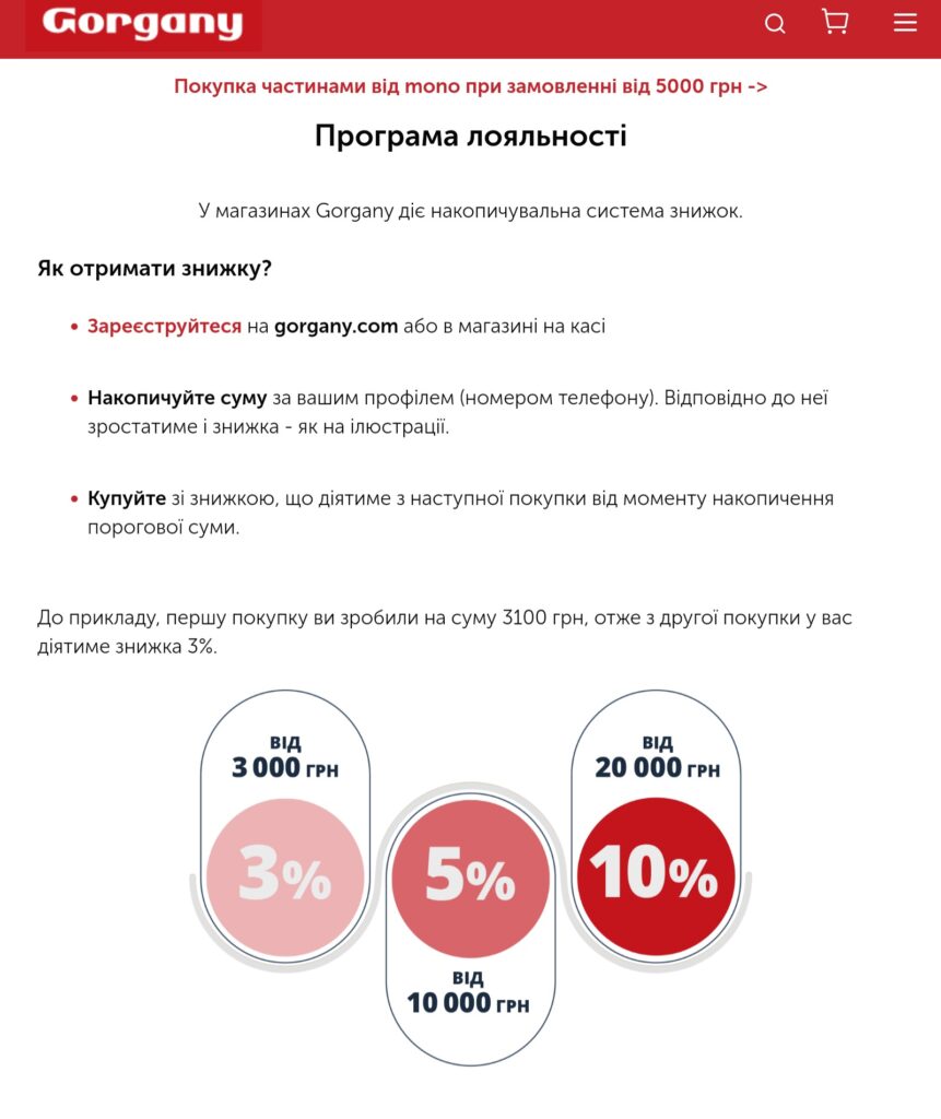 Програма лояльності Gorgany