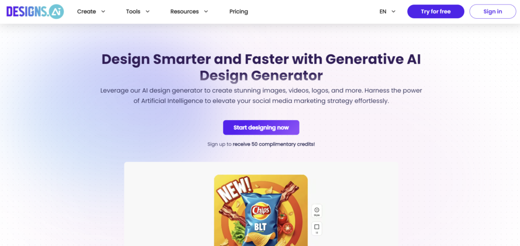 Інтерфейс Designs.ai