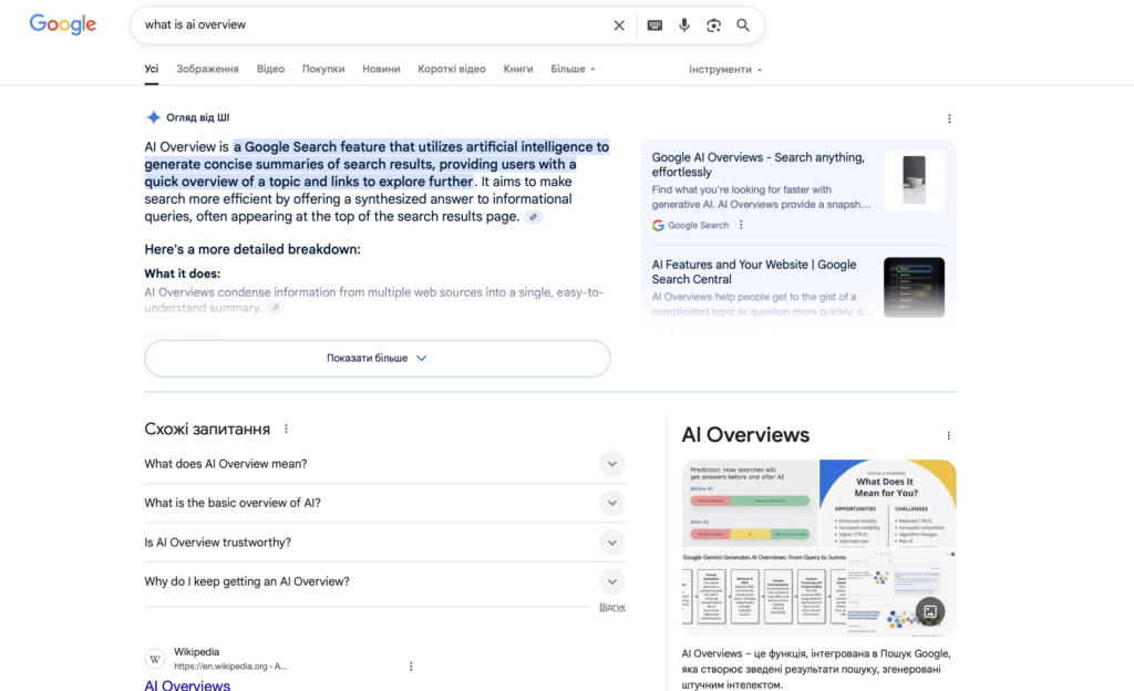 Как выглядит Google AIO