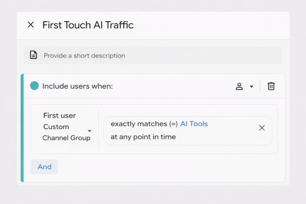 Аудитория 1 для анализа трафика AI