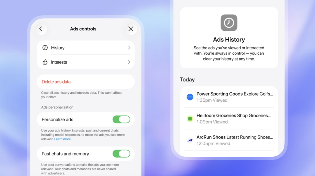 Налаштування персоналізації реклами в ChatGPT